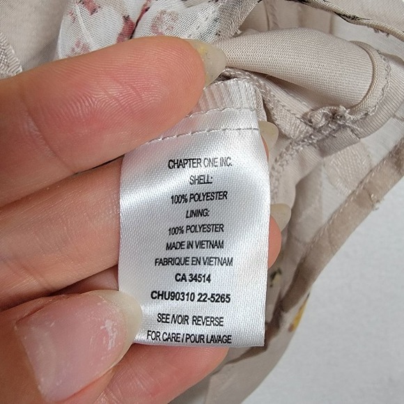 Autres Filles Womens Blouse Sz S Boho Floral Embroidered Lined Chiffon Front Tie - Picture 6 of 10